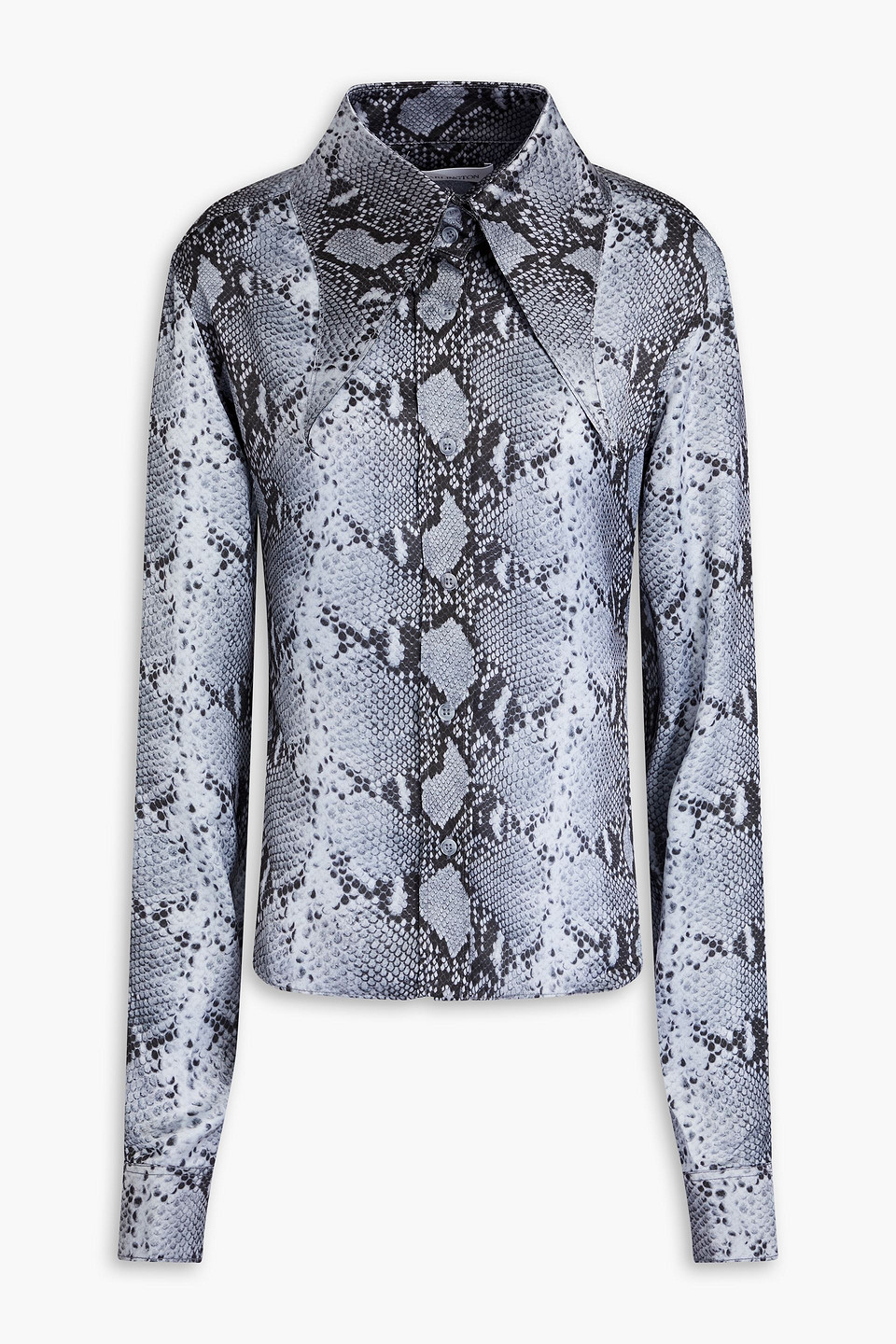 16arlington Pointed-collar Snakeskin-print Shirt In Bleu