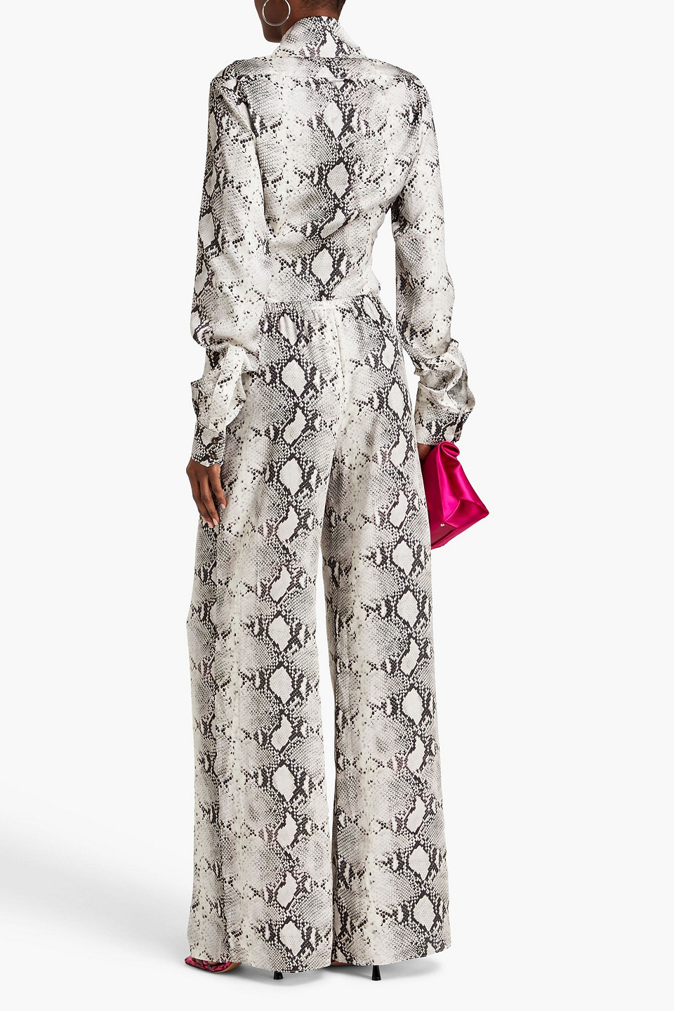 16arlington Mandrake Snake-print Duchesse-satin Wide-leg Pants In Animal Print