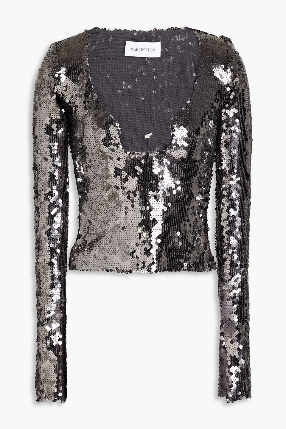 16arlington Solaris Cropped Oberteil Aus Mesh Mit Pailletten In Metallic