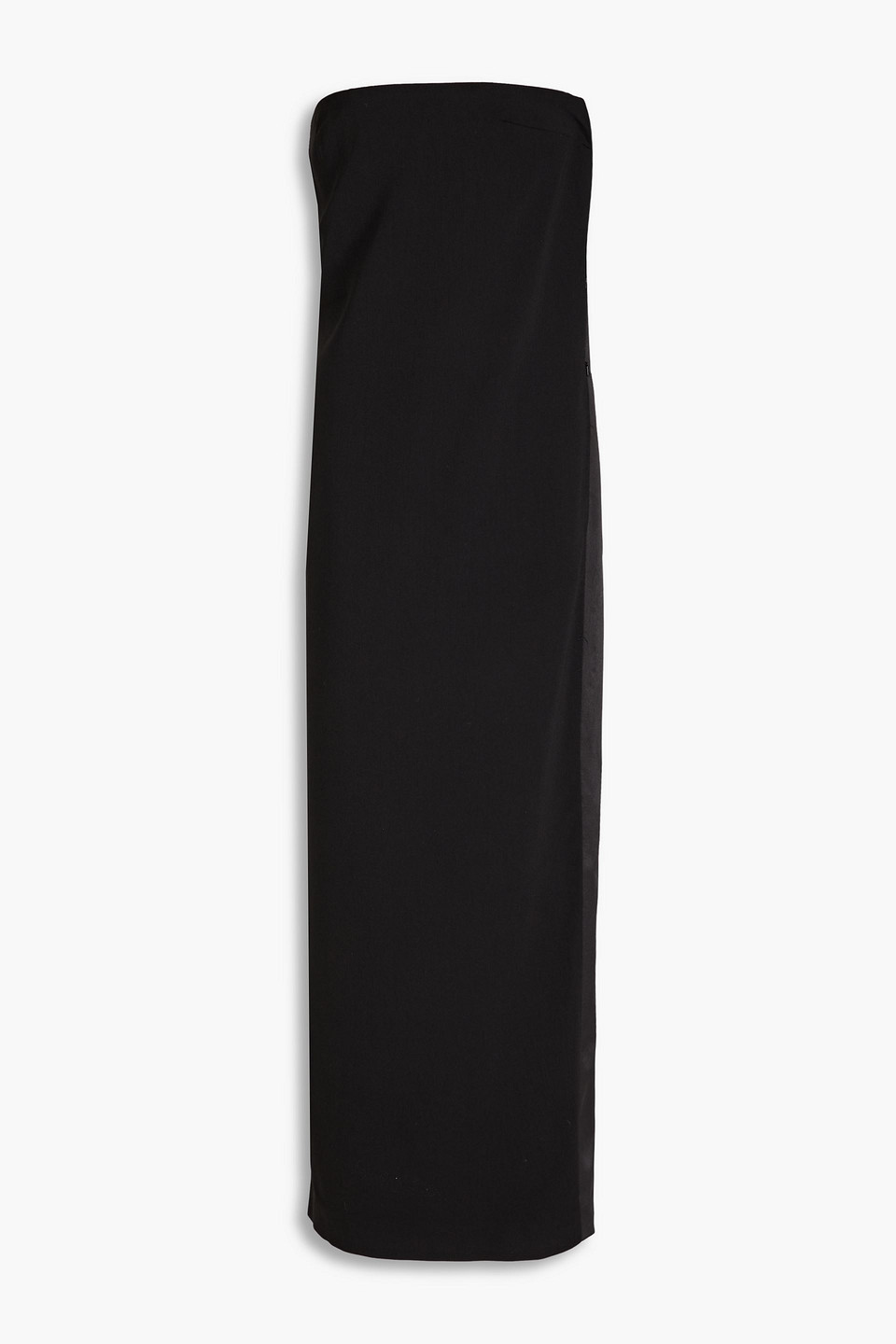 16arlington Blaise Strapless Satin-paneled Crepe Maxi Dress In Black
