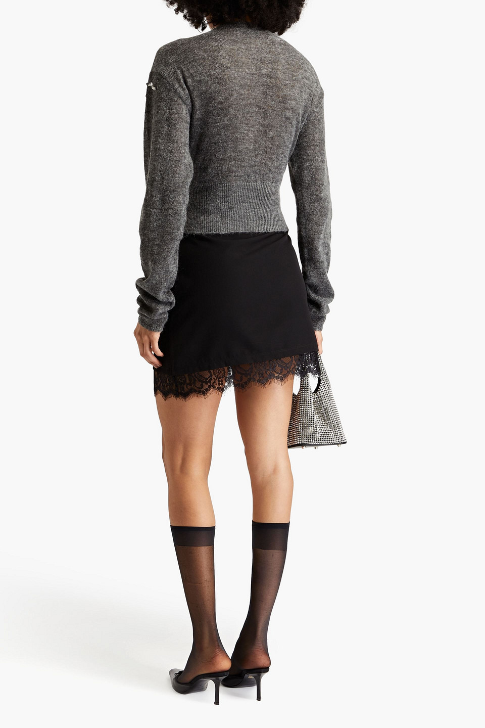 16arlington Endora Crystal-embellished Knitted Sweater In Gray