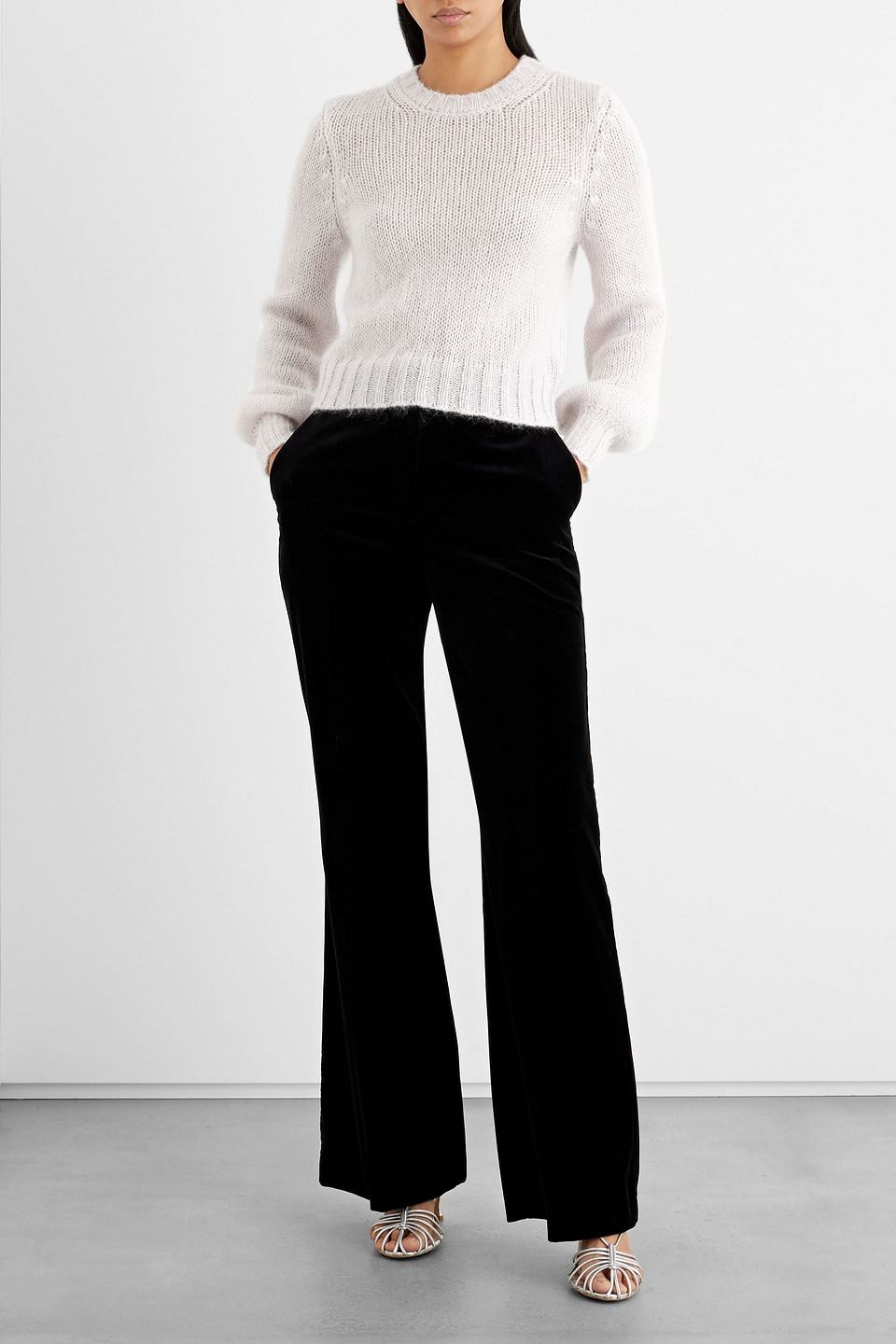 Iris & Ink Hailey Mohair-blend Sweater In Light Gray