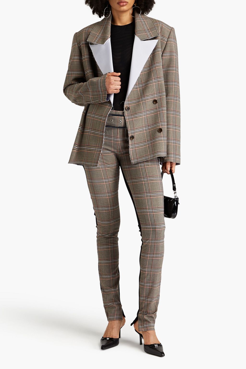 16ARLINGTON Willa Prince of Wales checked crepe blazer