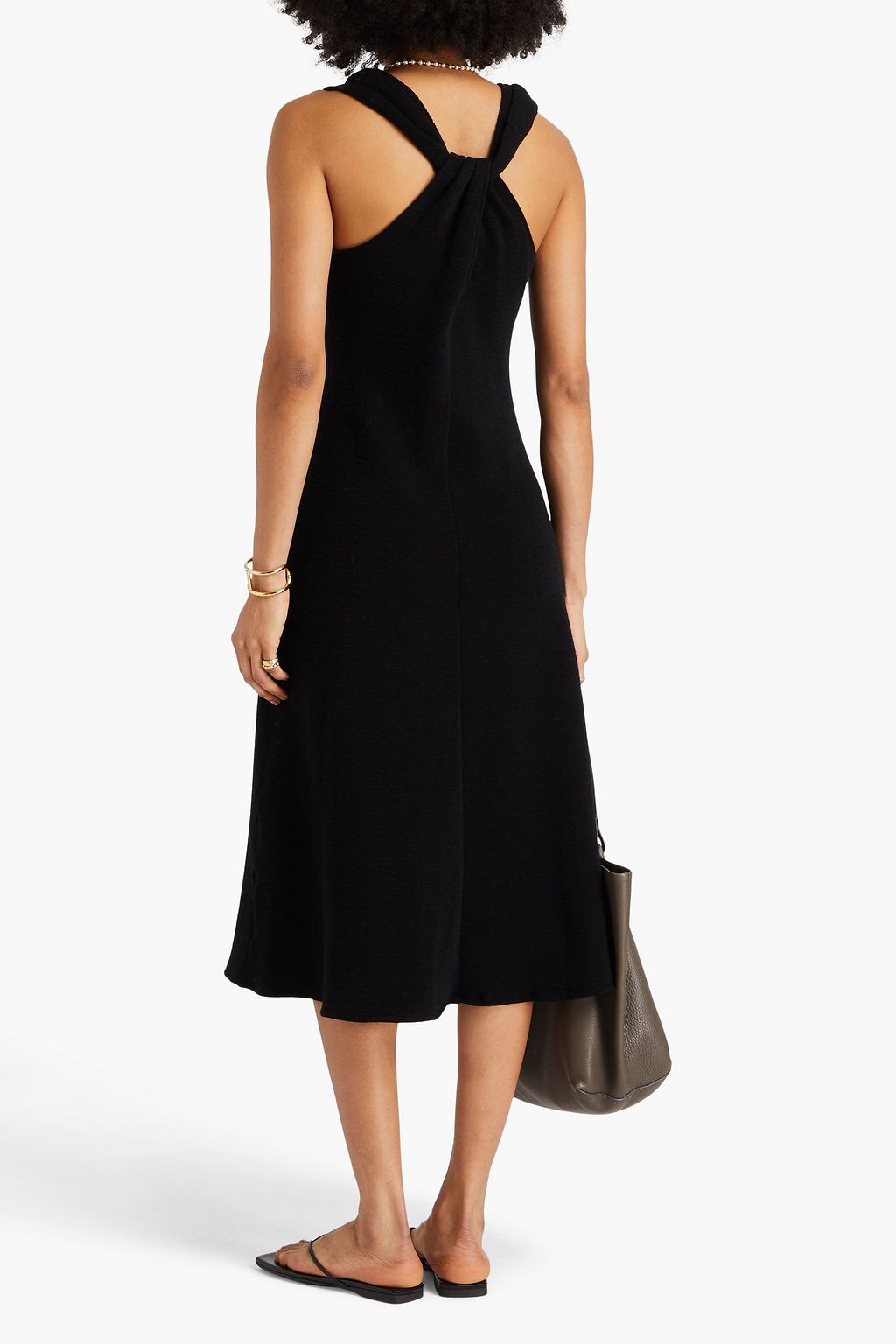 VINCE. Twisted wool-blend midi dress