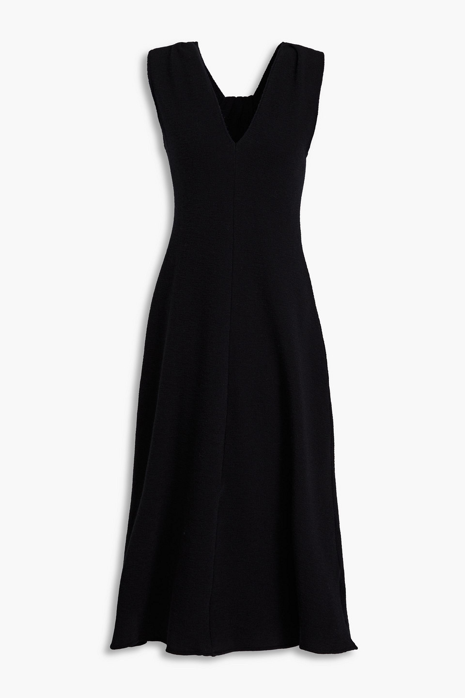 Vince Twisted Wool-blend Midi Dress In Black