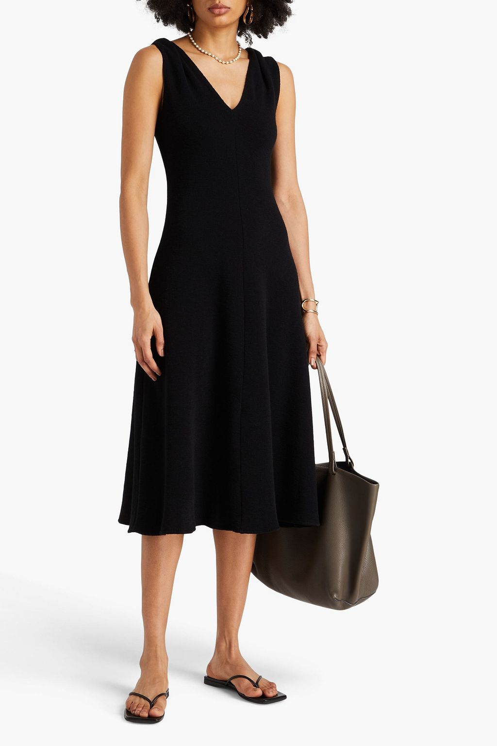 VINCE. Twisted wool-blend midi dress
