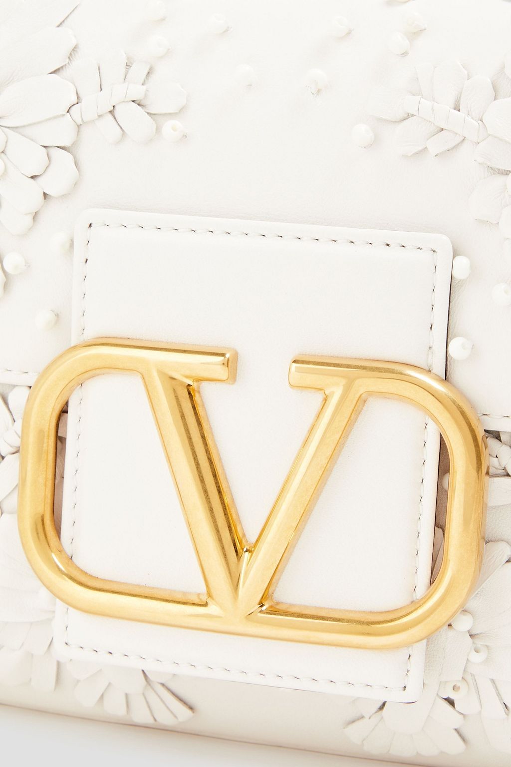 VALENTINO GARAVANI VLOGO floral-appliquéd leather cross-body bag