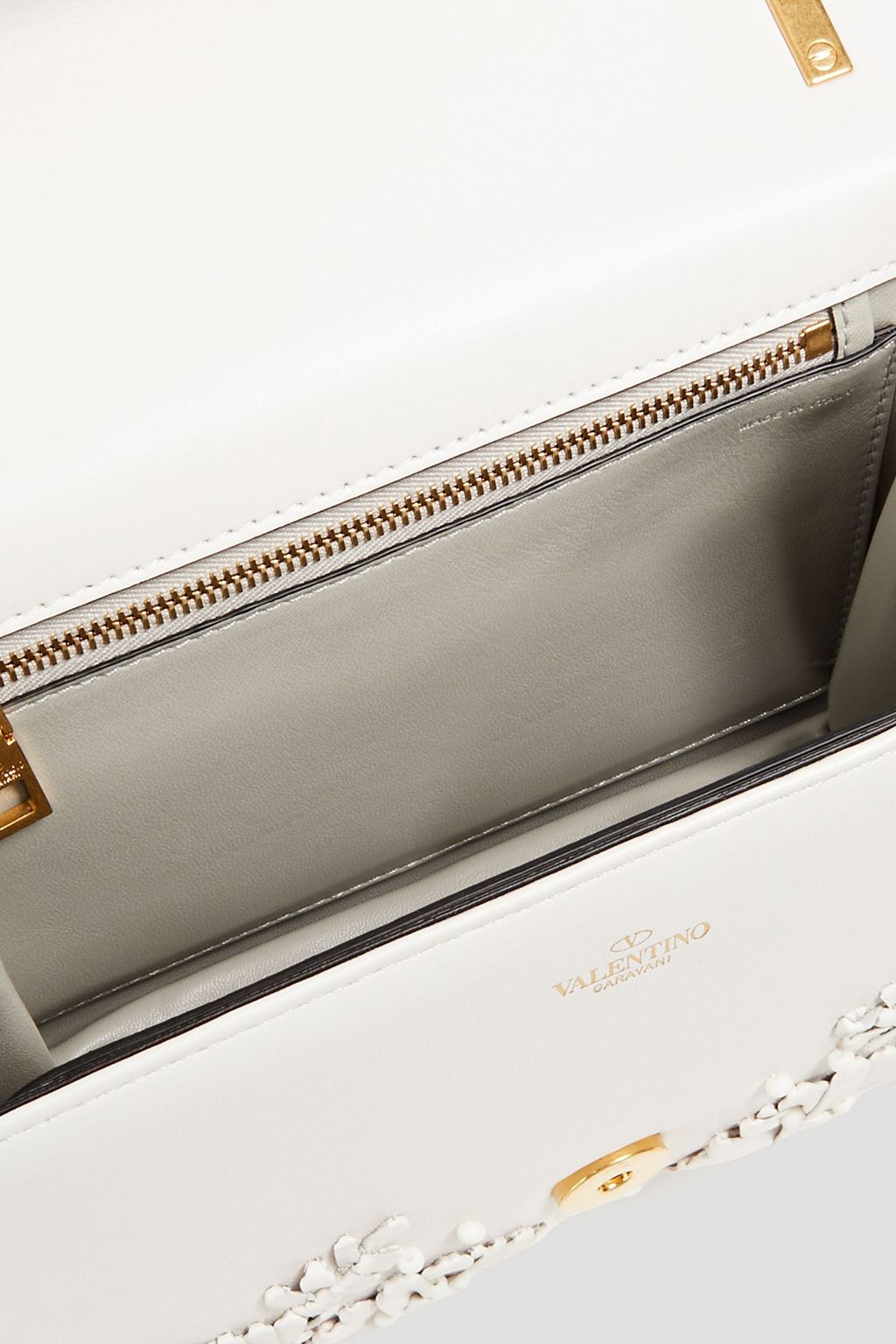 VALENTINO GARAVANI VLOGO floral-appliquéd leather cross-body bag