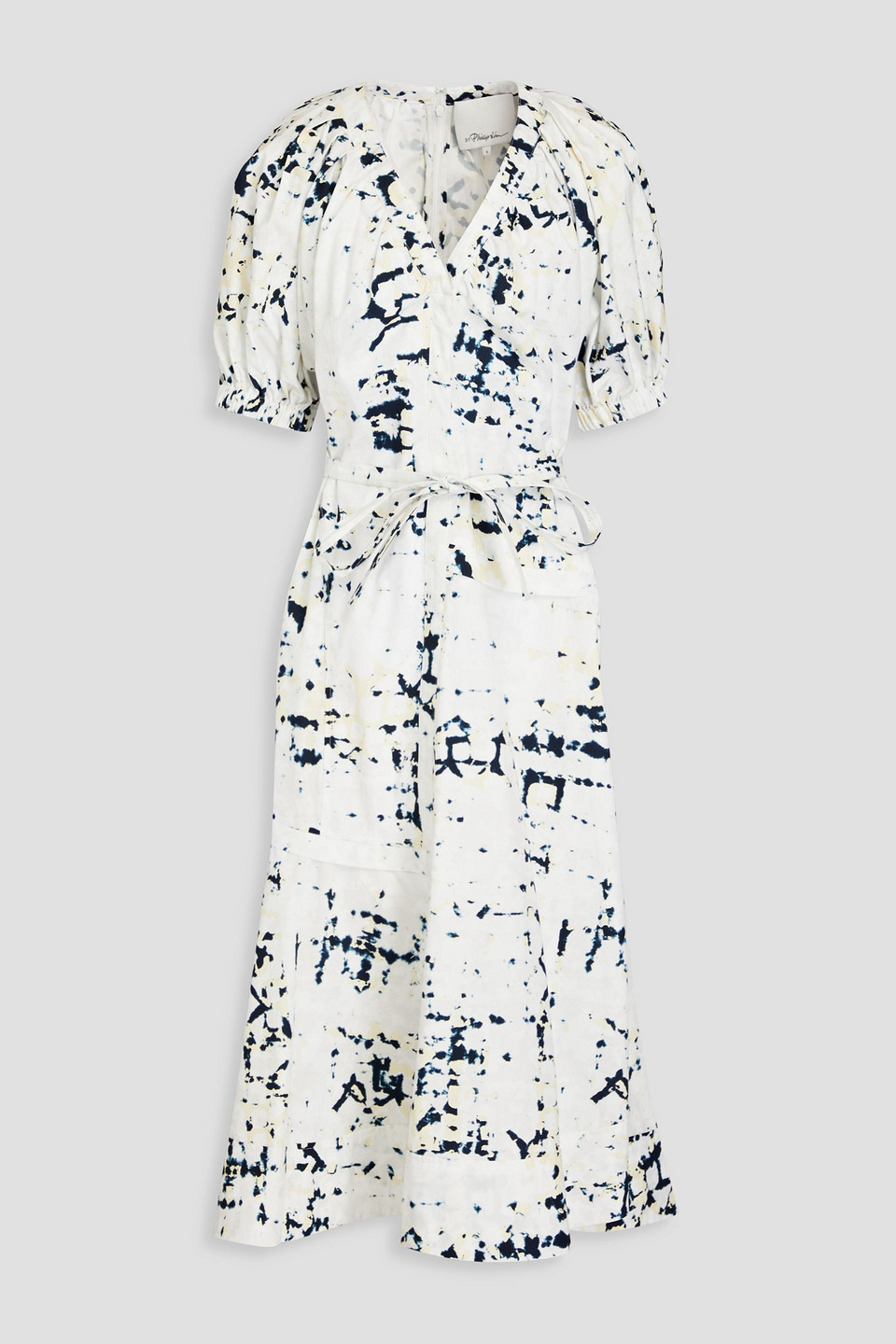 3.1 Phillip Lim - Belted pleated printed cotton-poplin midi dress - White - US 0