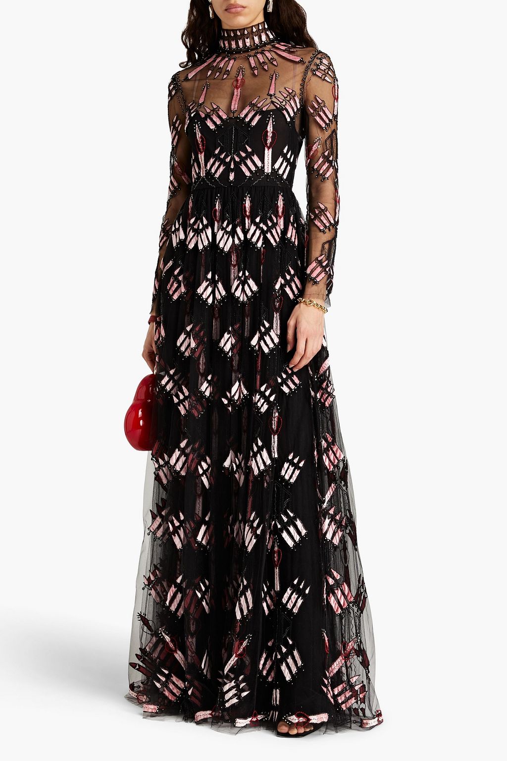 VALENTINO GARAVANI Embellished flocked tulle gown