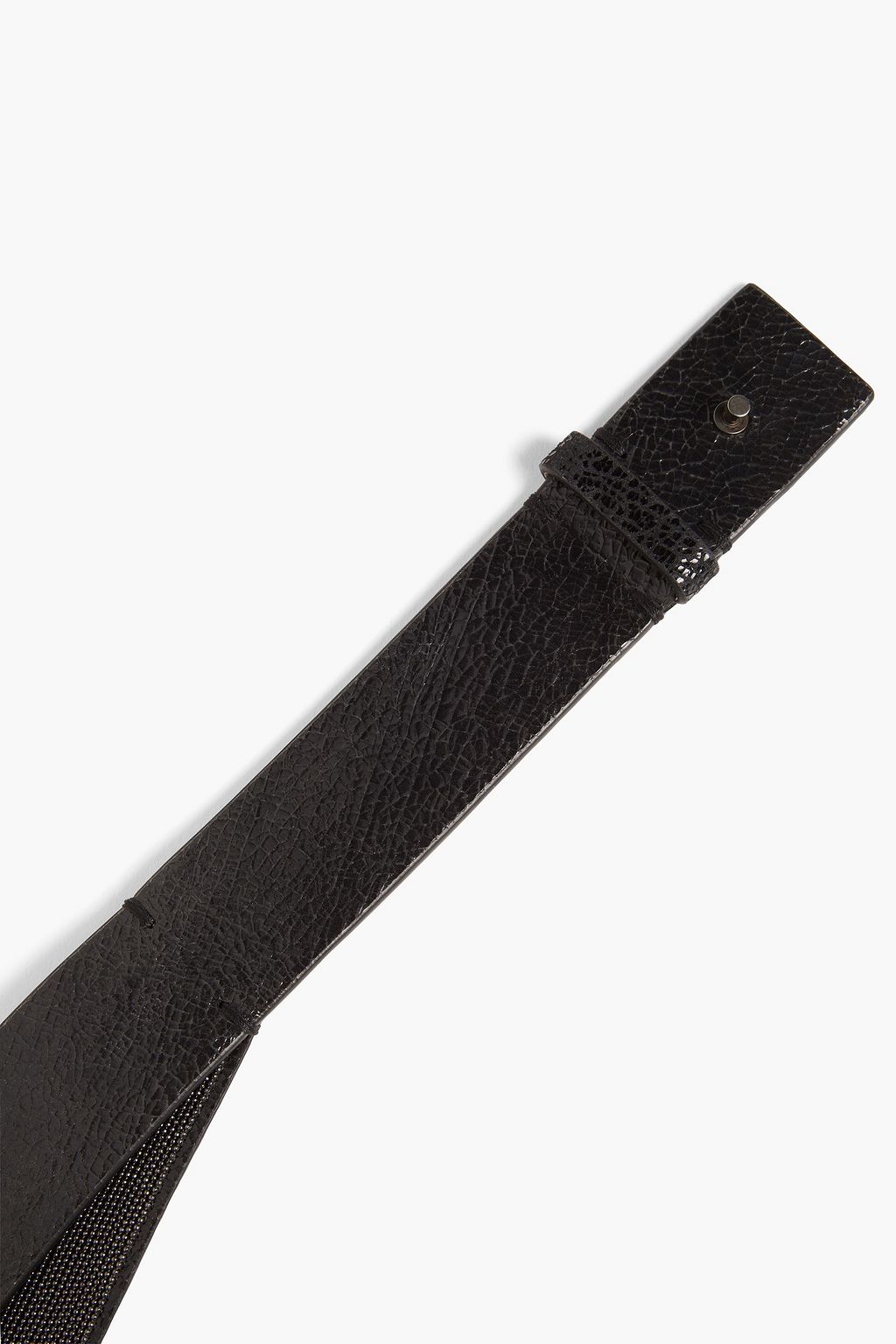BRUNELLO CUCINELLI Bead-embellished cracked-leather belt