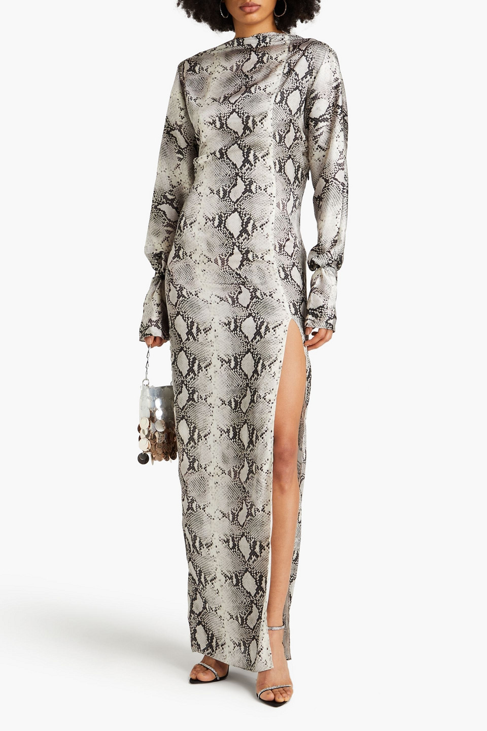 16arlington Snake-print Satin Gown In Animal Print