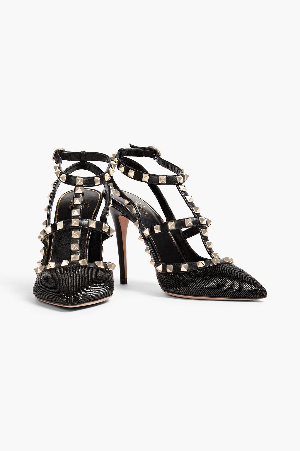 VALENTINO GARAVANI Rockstud bead-embellished leather pumps