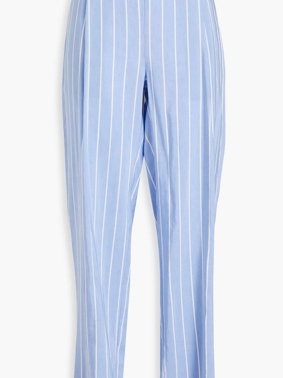 pleated striped woven wide-leg pants