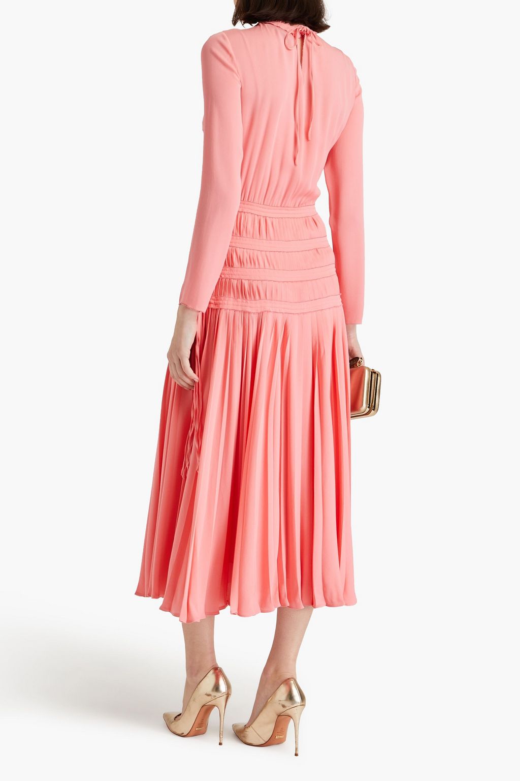 VALENTINO GARAVANI Pleated silk-crepe midi dress