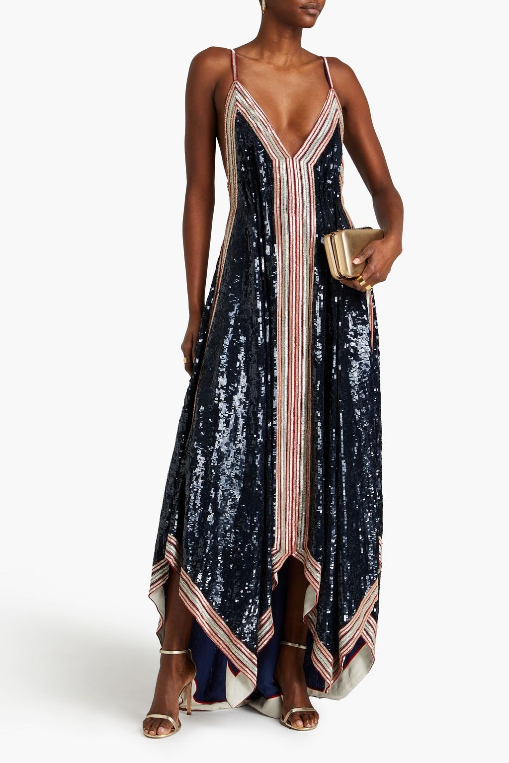 VALENTINO GARAVANI Embellished silk crepe de chine gown