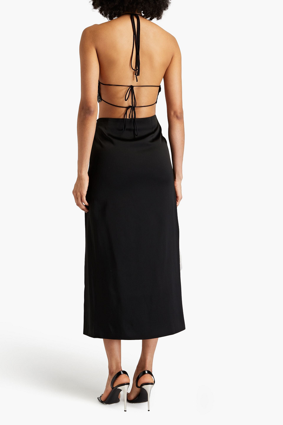 16arlington Minerva Wrap-effect Satin Maxi Skirt In Black