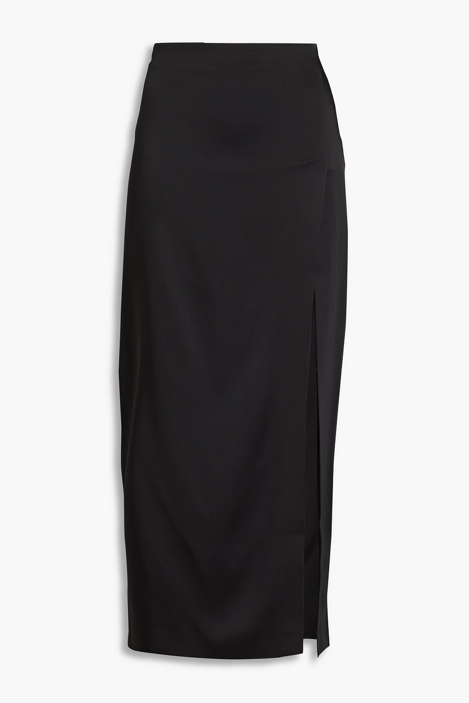 16arlington Minerva Wrap-effect Satin Maxi Skirt In Black