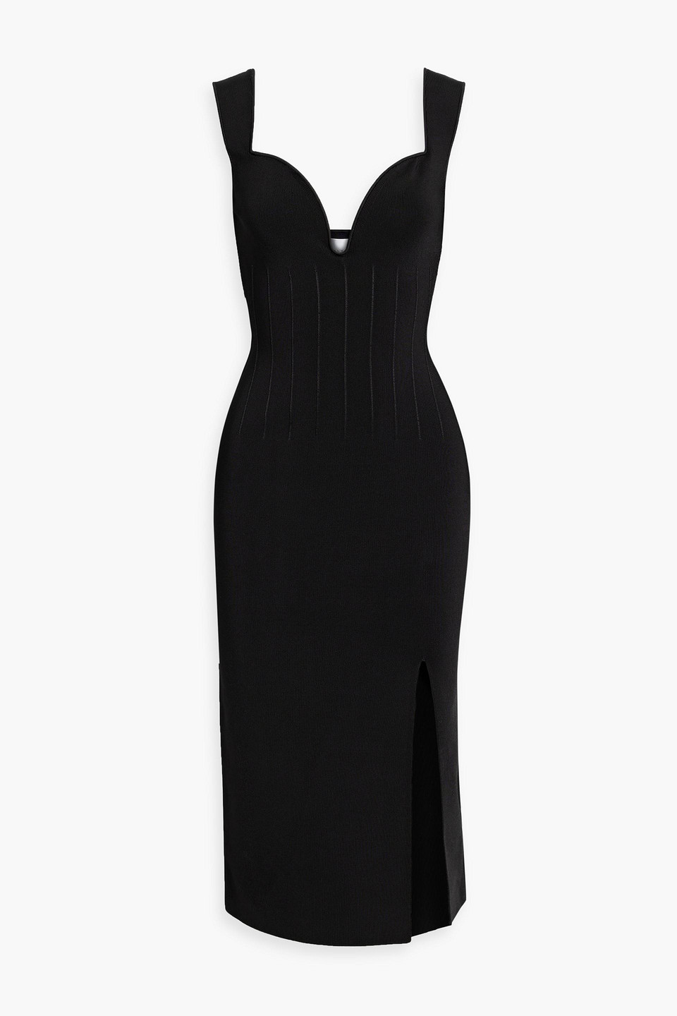 Shop Galvan Electra Stretch-knit Midi Dress In Black