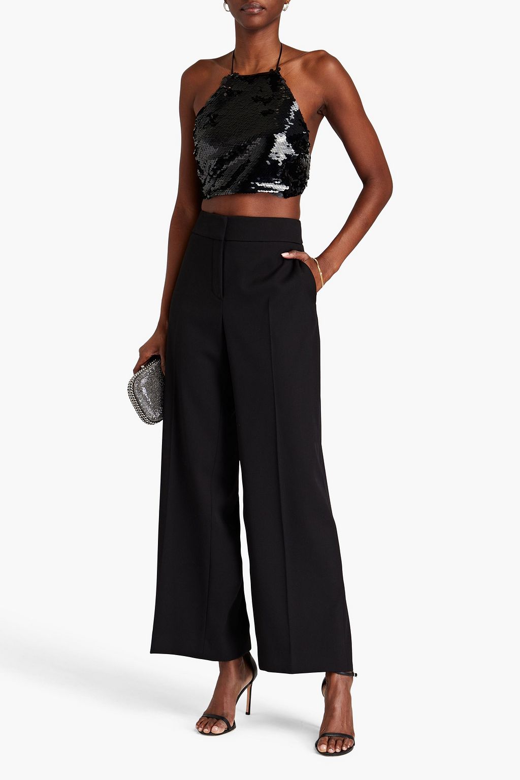 OSCAR DE LA RENTA Wool-blend twill wide-leg pants