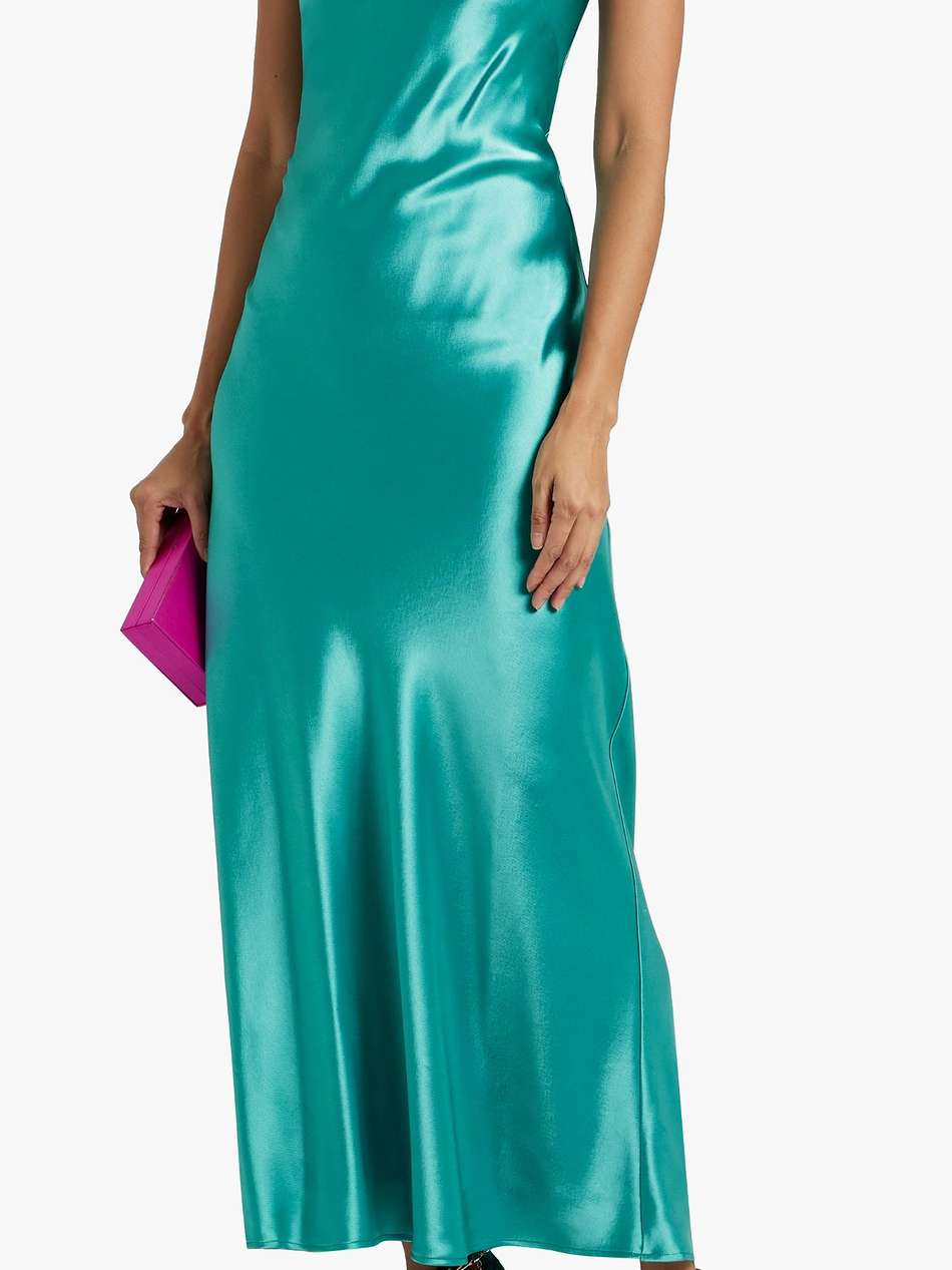 chain-trimmed satin maxi slip dress