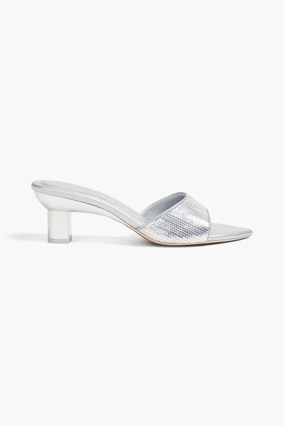 Verona metallic faux snake-effect leather mules