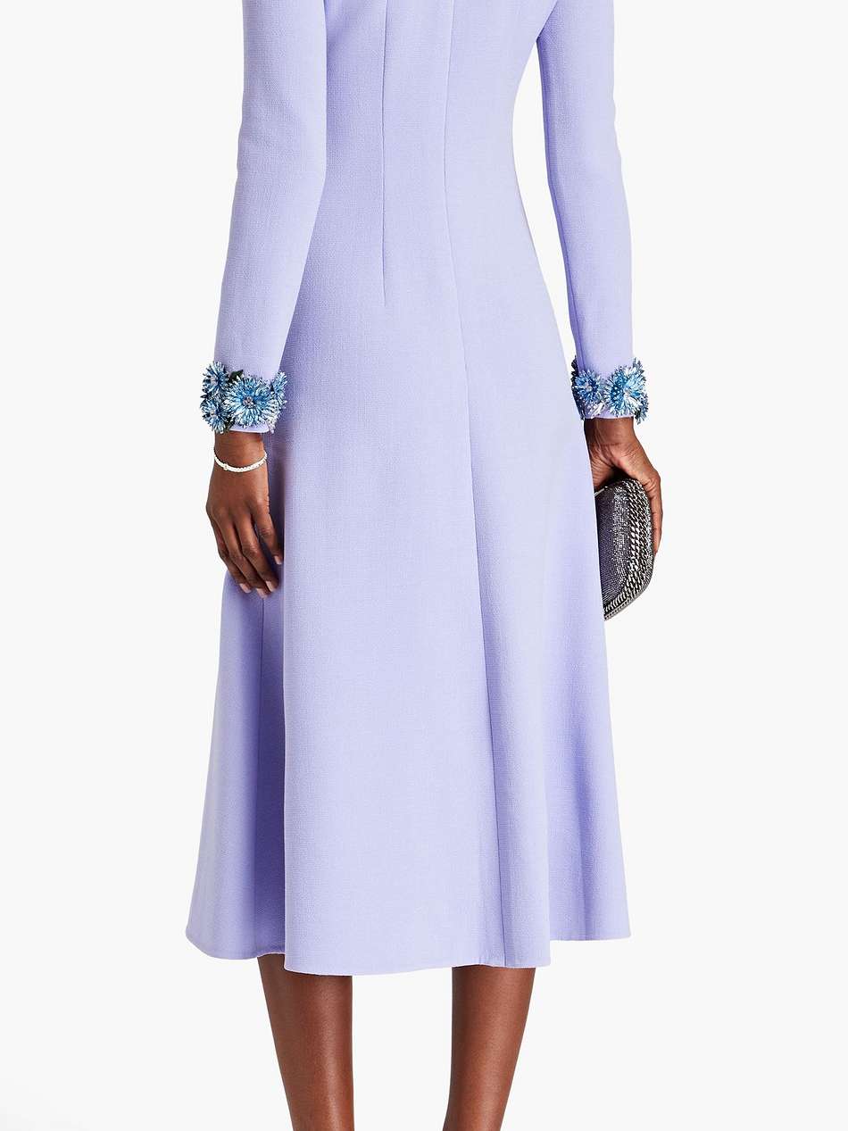 crystal-embellished wool-blend crepe midi dress