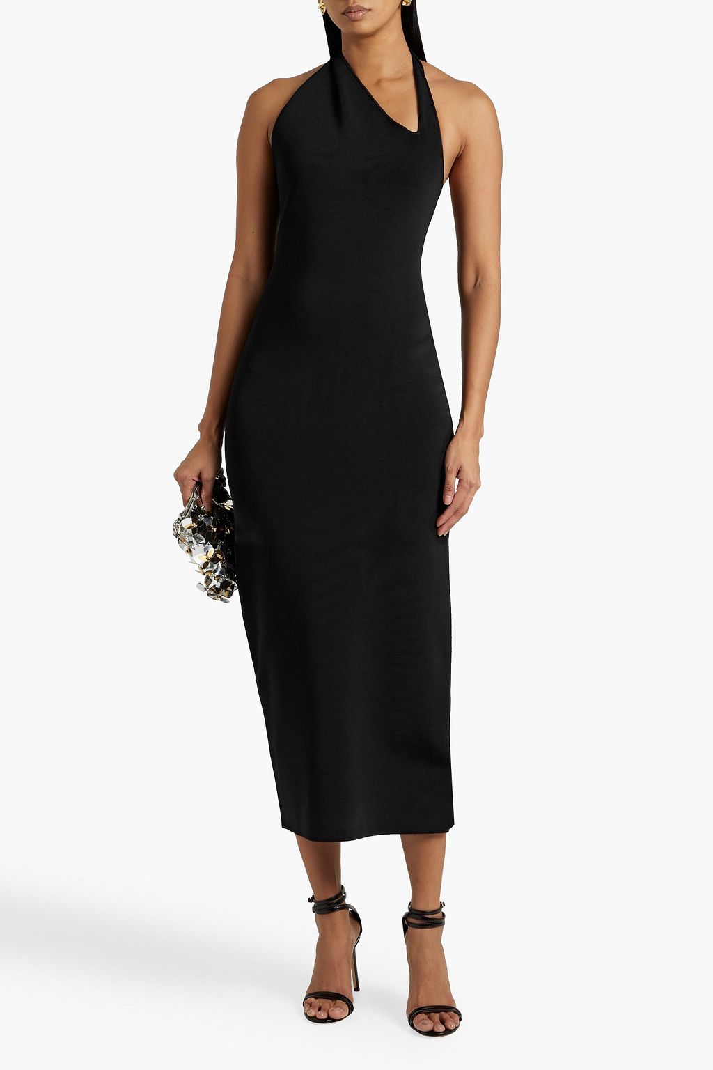 GALVAN  LONDON Artemis stretch-knit halterneck midi dress