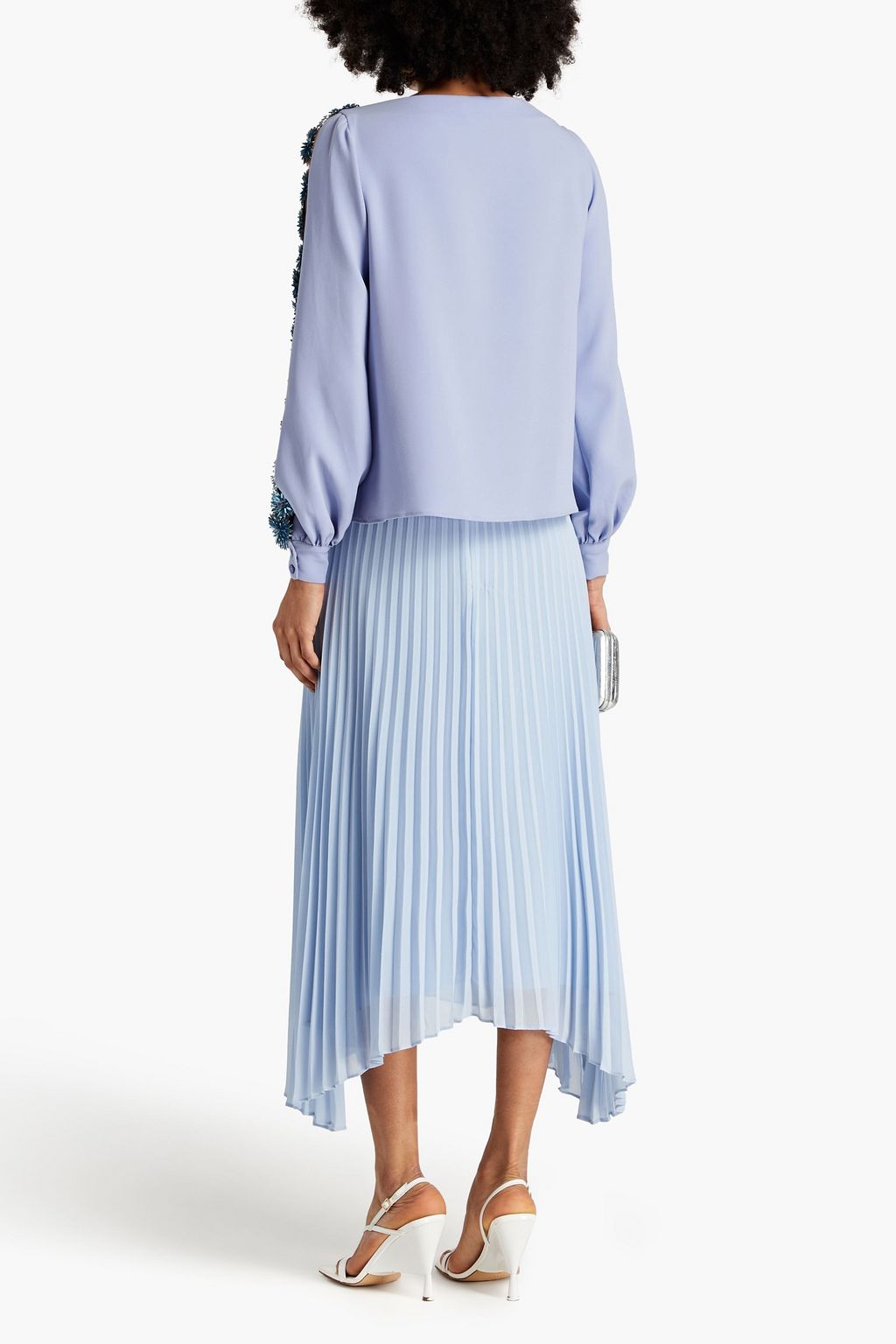 OSCAR DE LA RENTA Embellished silk-crepe blouse
