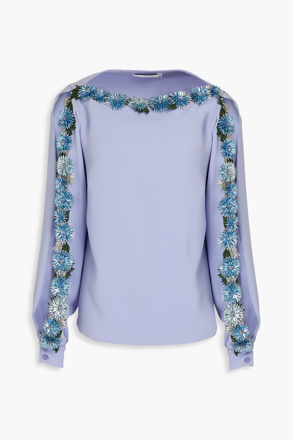 Oscar De La Renta Crystal-embellished Silk-crepe Blouse In Lavender