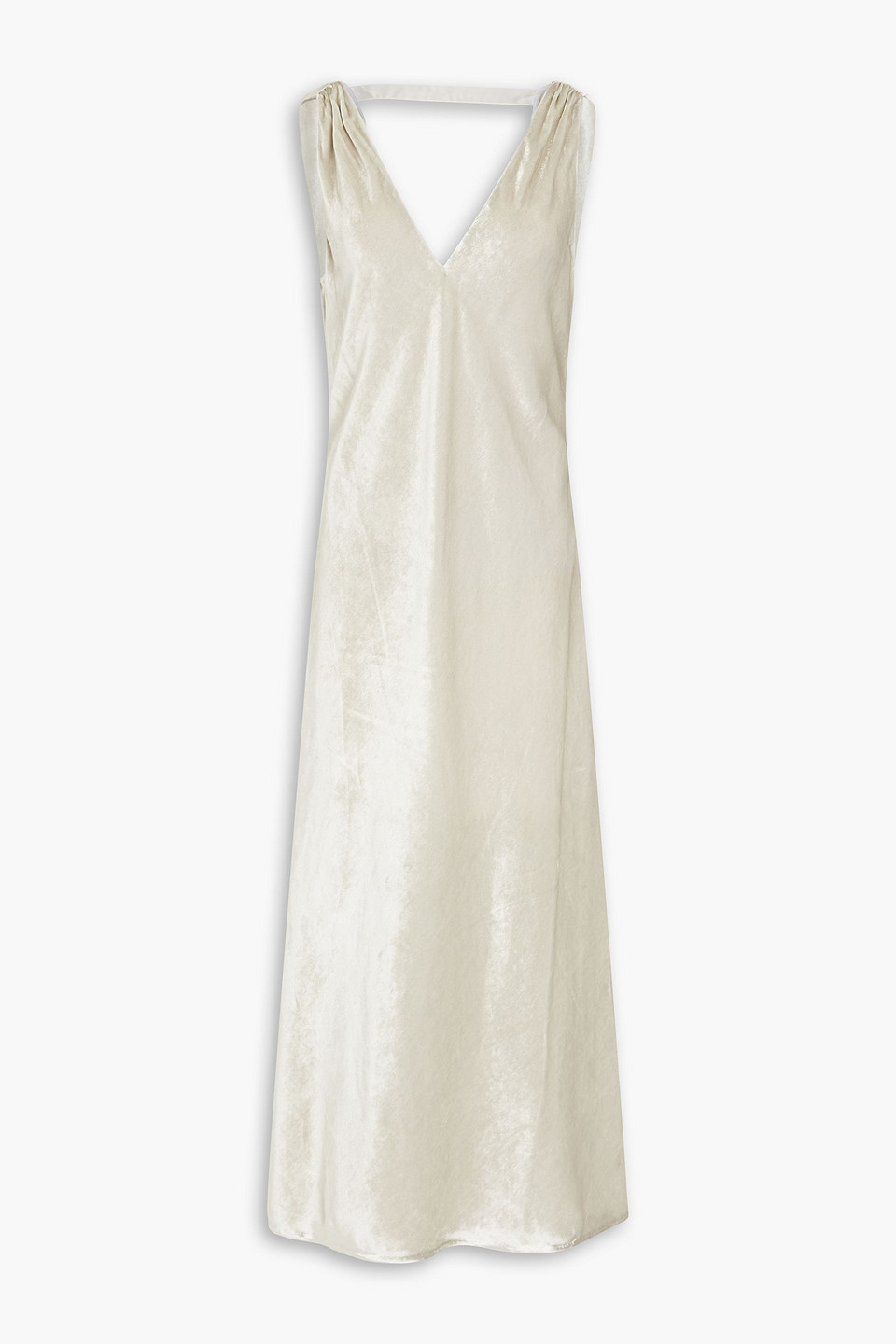 Shop Vince Velvet Midi Dress In Stone