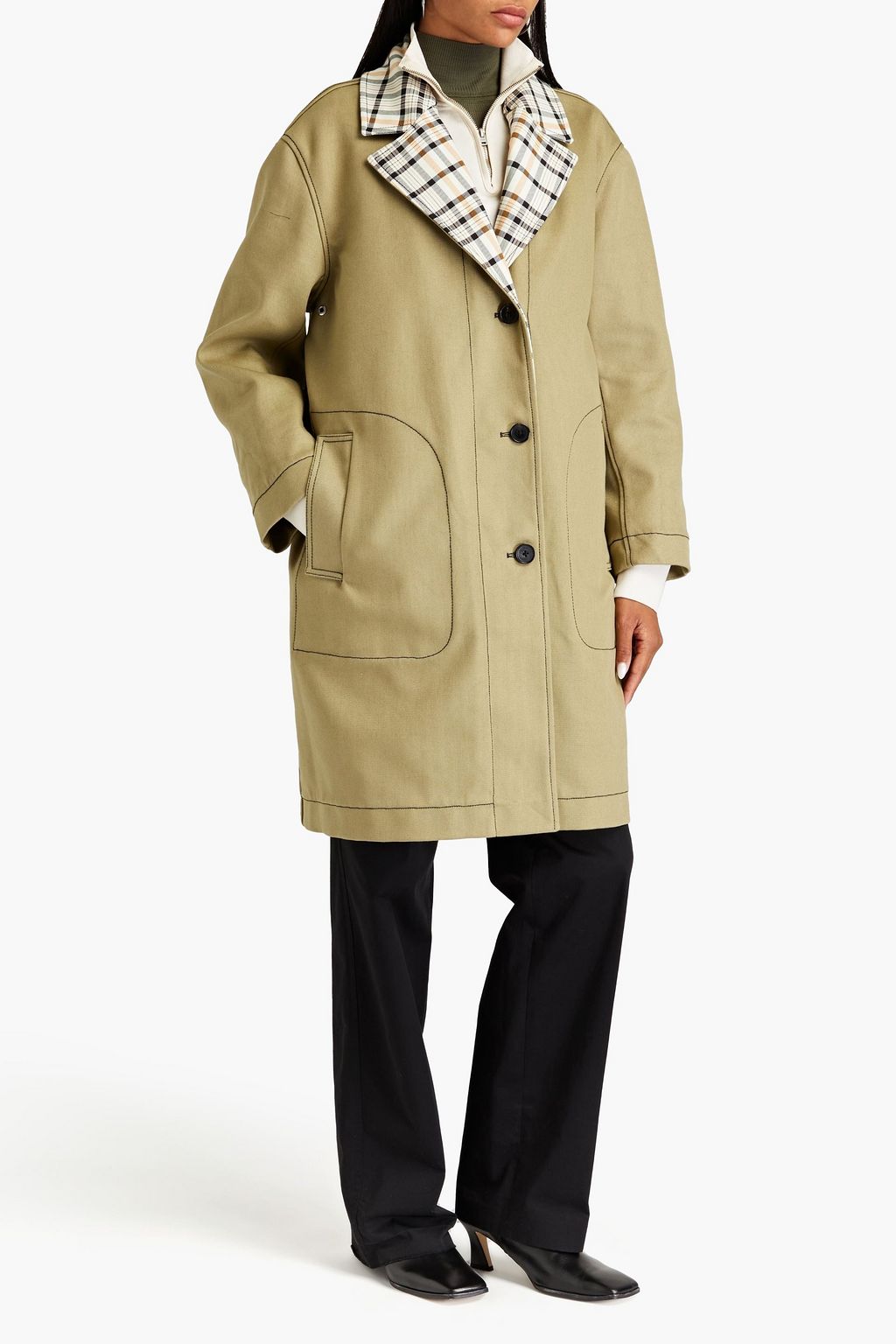 3.1 PHILLIP LIM Reversible checked cotton-blend twill and canvas coat