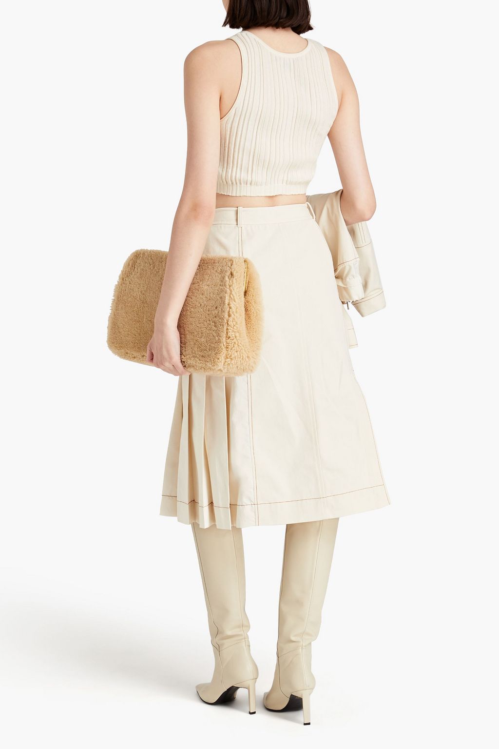 3.1 PHILLIP LIM Ripstop-paneled cotton-canvas midi skirt