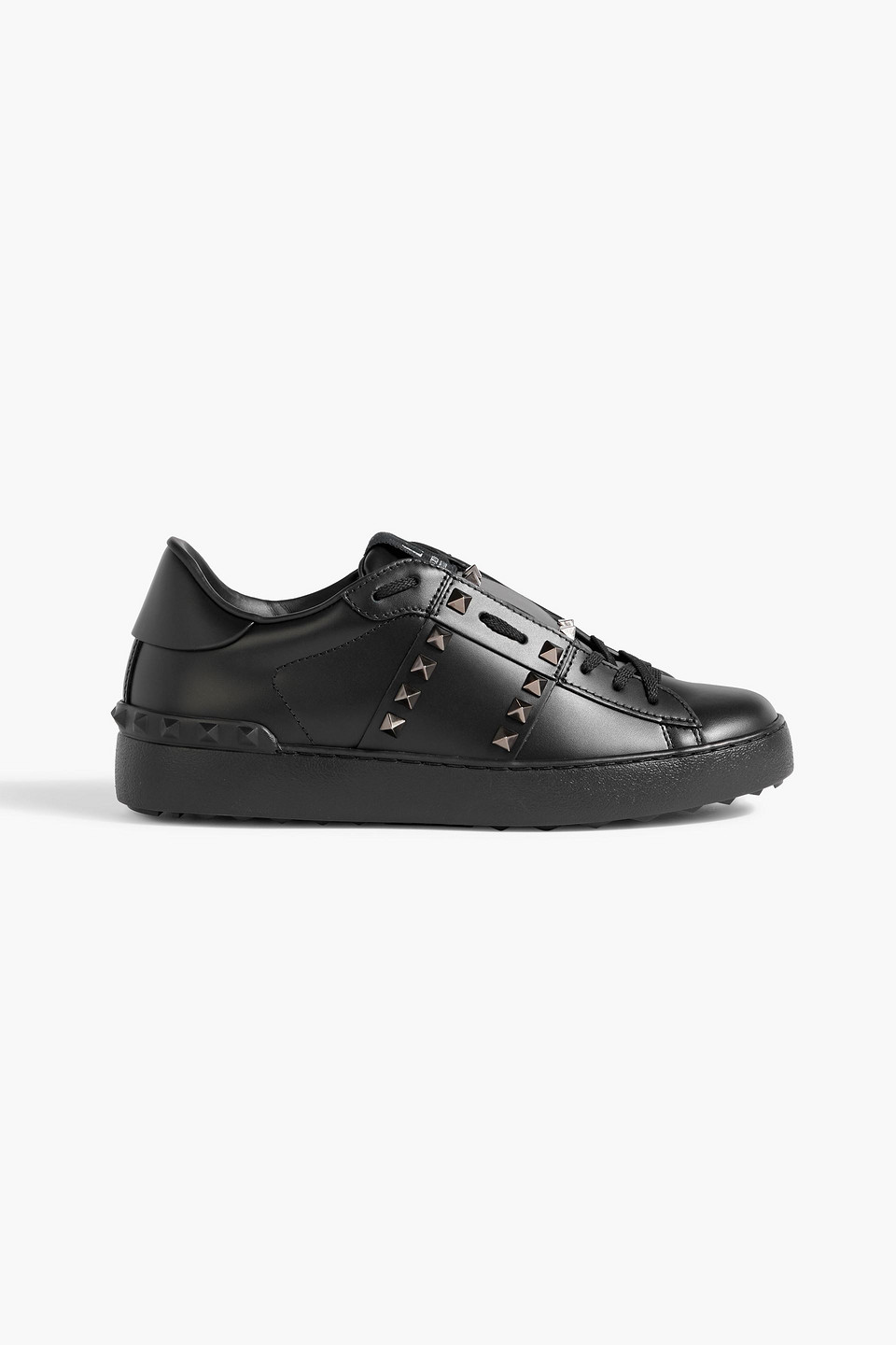 Valentino Rockstud Untitled Noir Leather Sneakers In Black