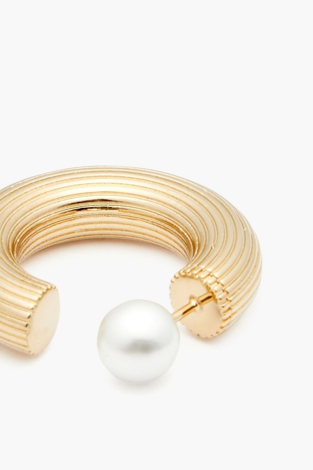 OSCAR DE LA RENTA Gold-tone faux pearl hoop earrings