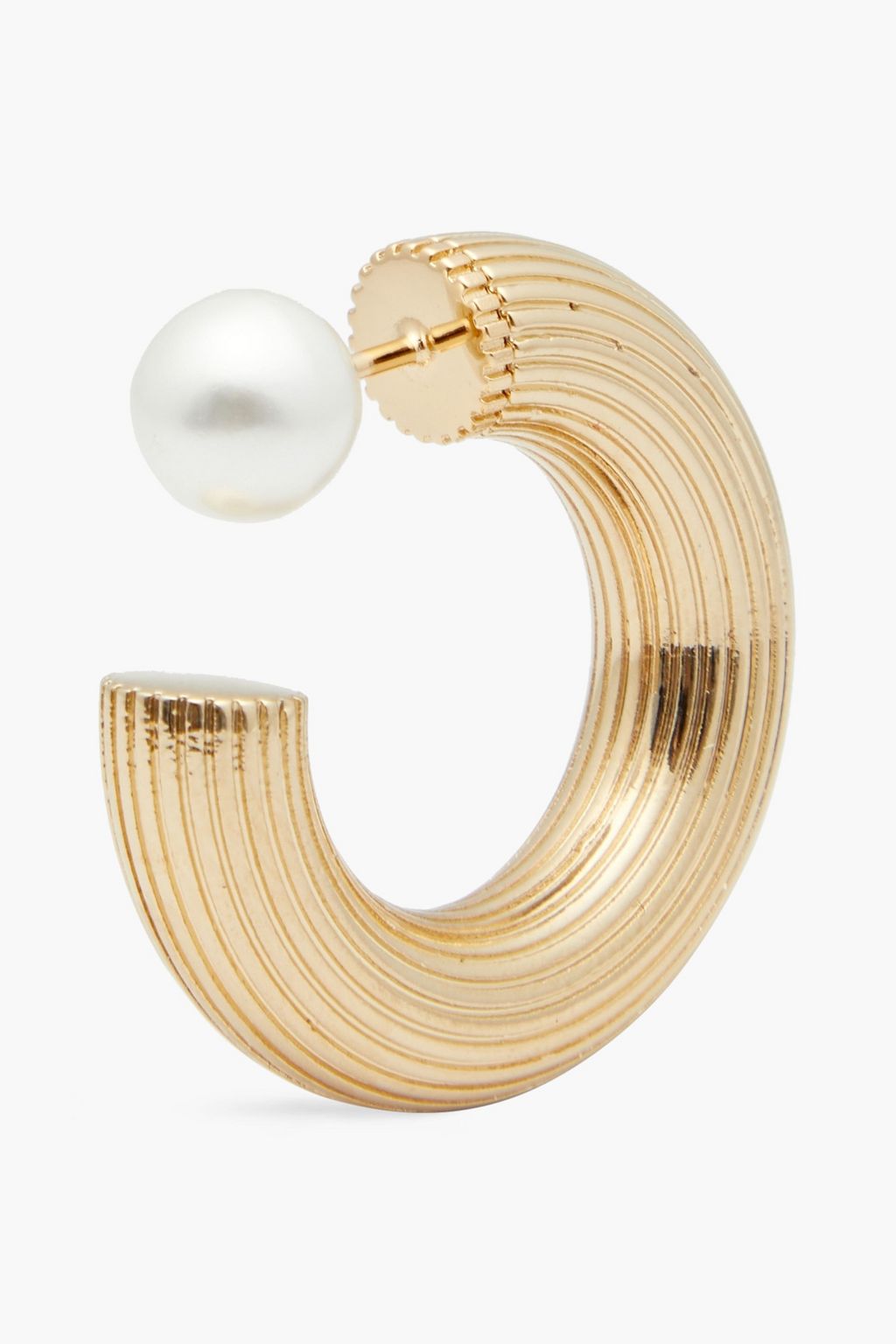 OSCAR DE LA RENTA Gold-tone faux pearl hoop earrings