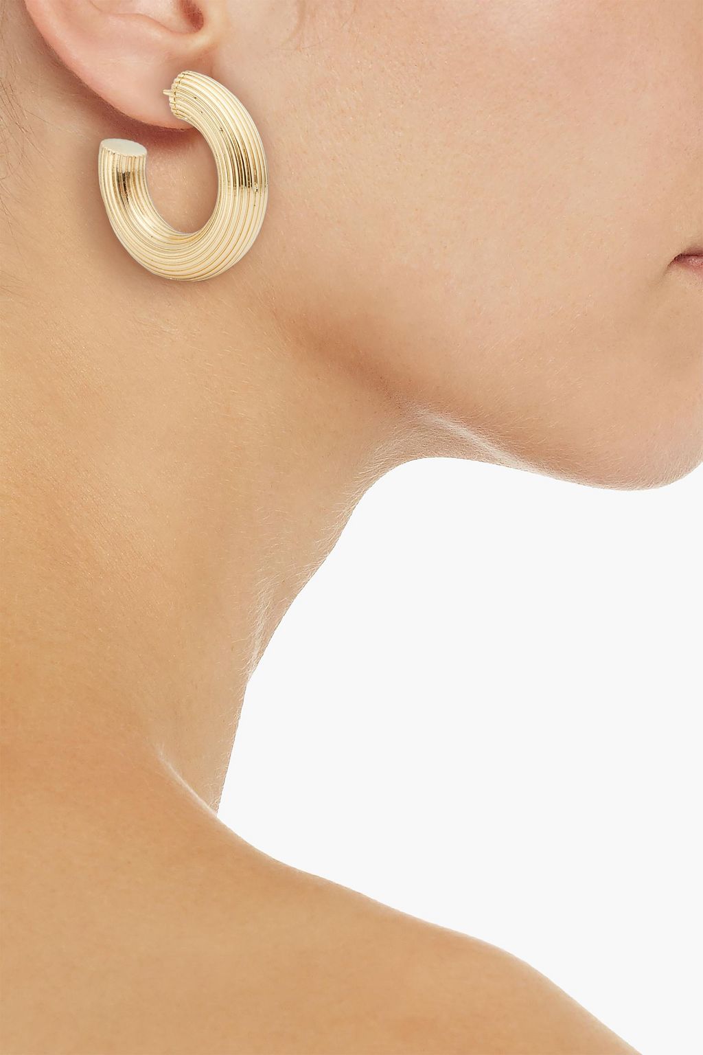 OSCAR DE LA RENTA Gold-tone faux pearl hoop earrings