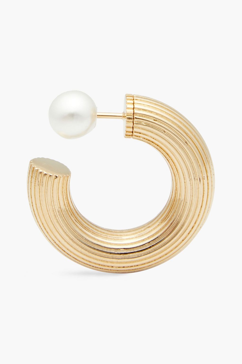 OSCAR DE LA RENTA Gold-tone faux pearl hoop earrings