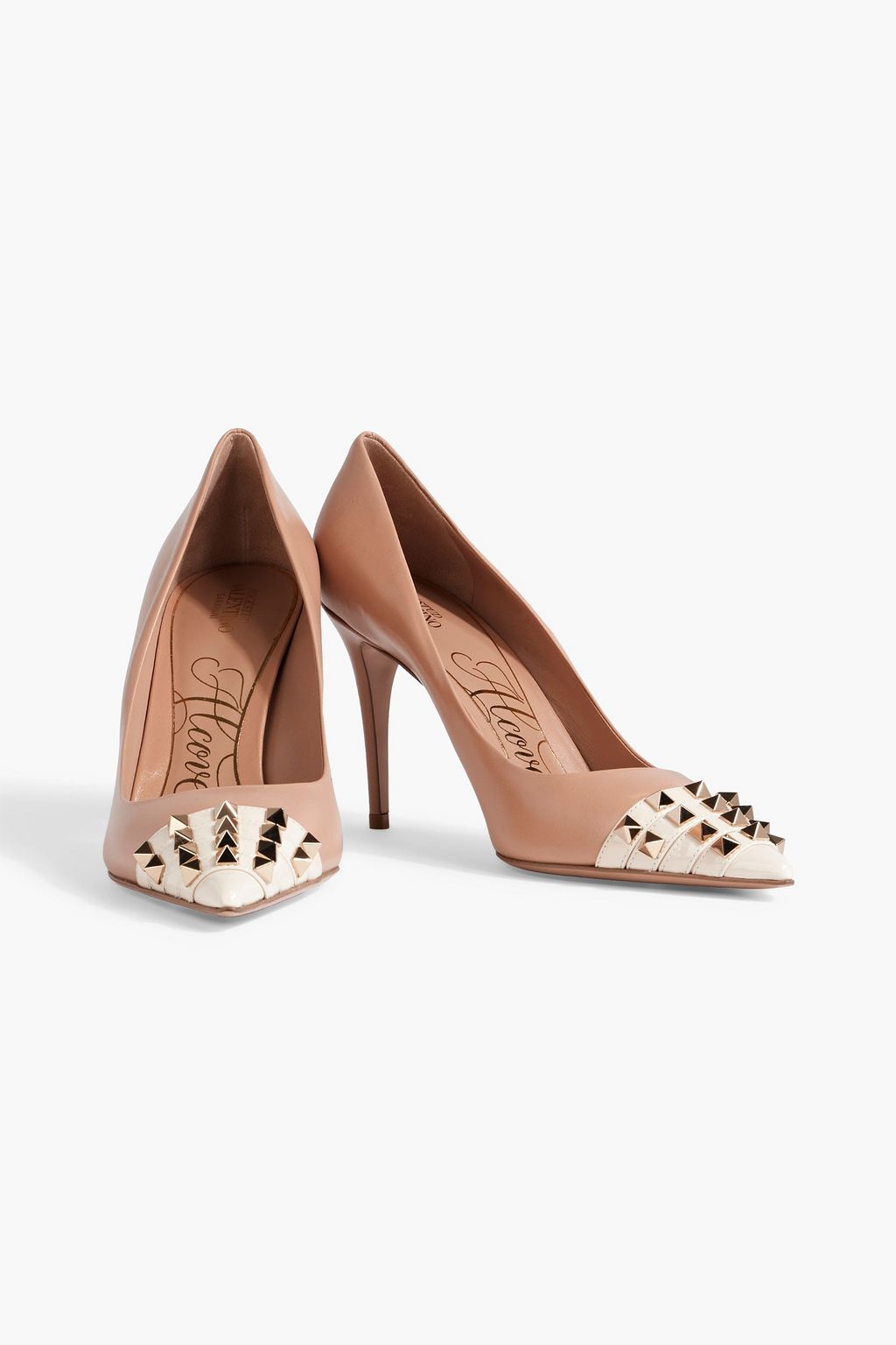 VALENTINO GARAVANI Rockstud Alcove スムース&パテントレザー パンプス