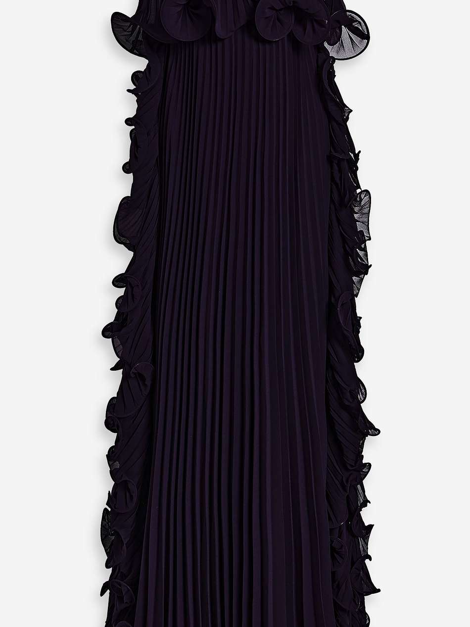 strapless ruffled pleated chiffon gown