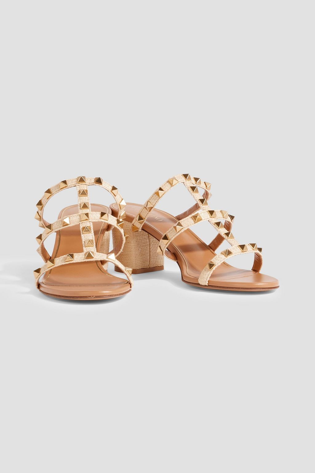 VALENTINO GARAVANI Rockstud 60 raffia mules