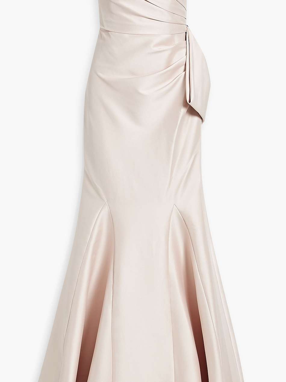 strapless bow-detailed faille gown
