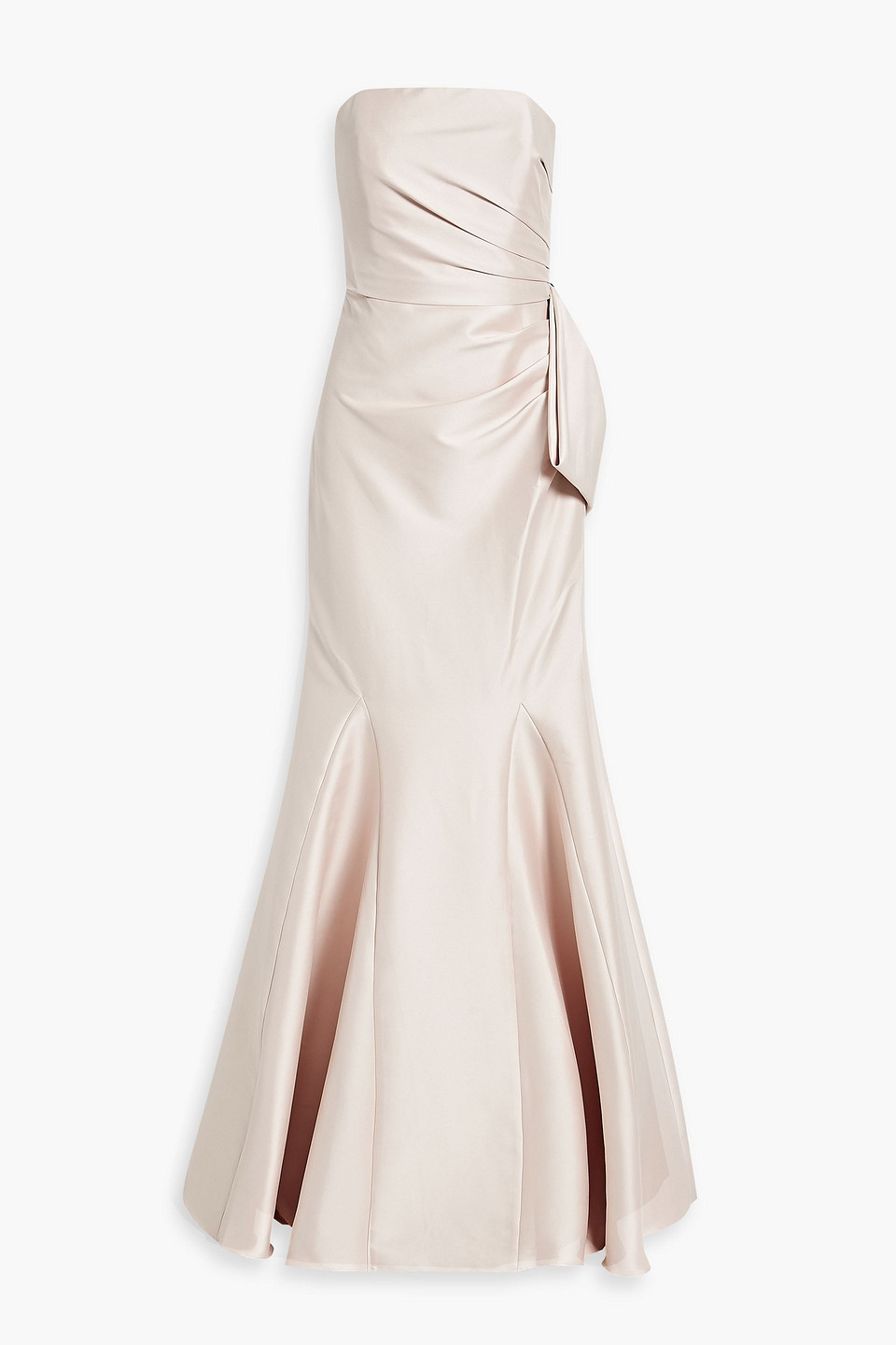 Badgley Mischka Strapless Bow-detailed Faille Gown In Blush