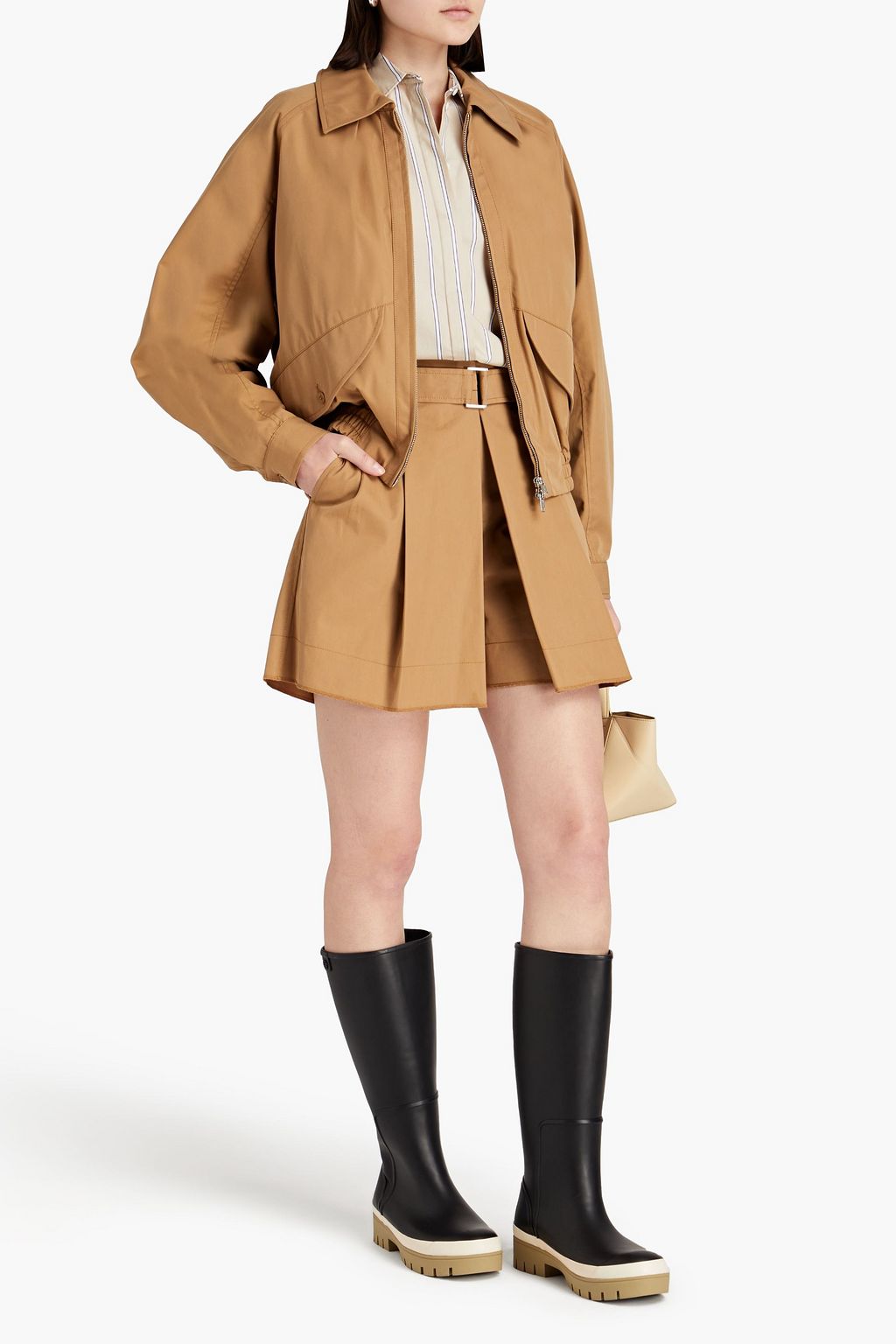 3.1 PHILLIP LIM شورت من التويل المصنوع من مزيج من القطن ومزين بكسرات