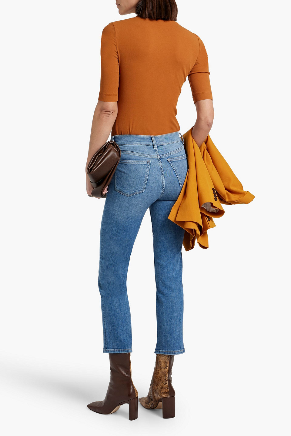 Shop Dl1961 Mara Cropped Mid-rise Slim-leg Jeans In Mid Denim