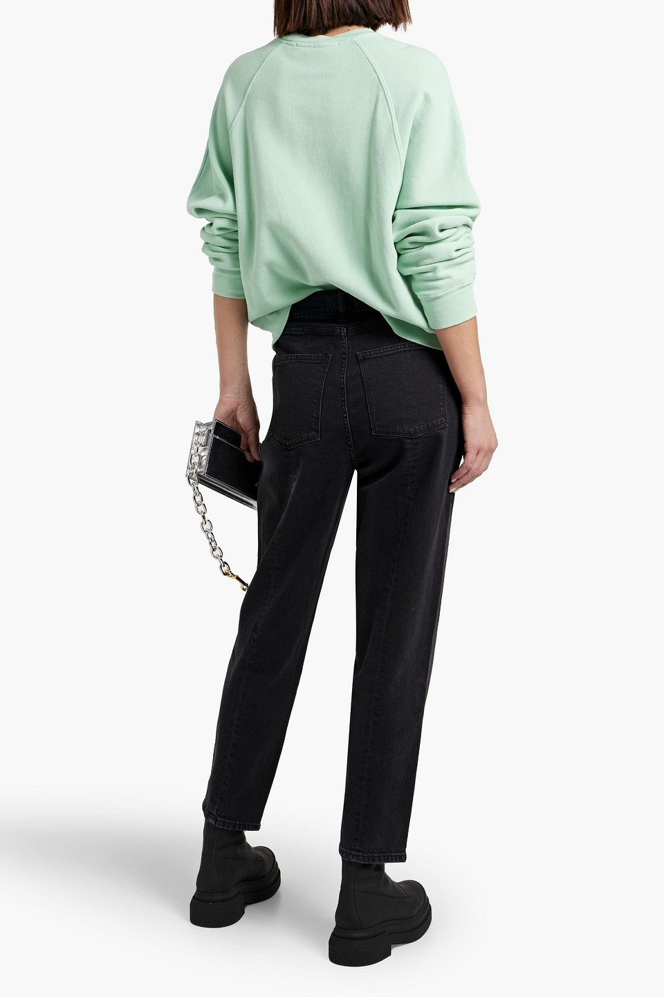 Shop Dl1961 Sydney Cropped High-rise Tapered Jeans In Black