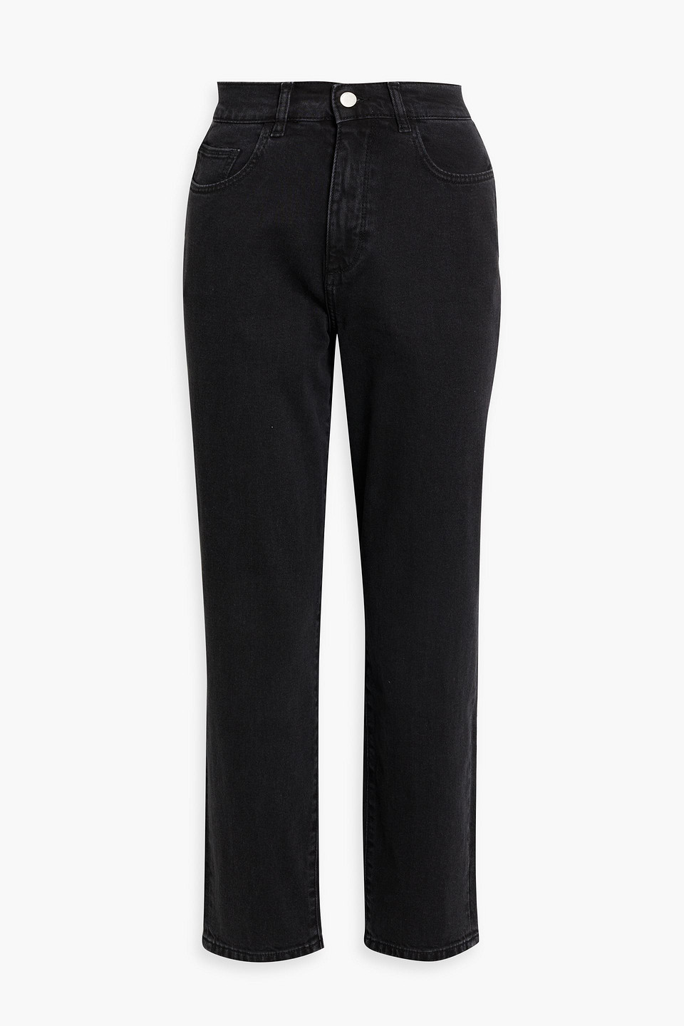 Shop Dl1961 Sydney Cropped High-rise Tapered Jeans In Black