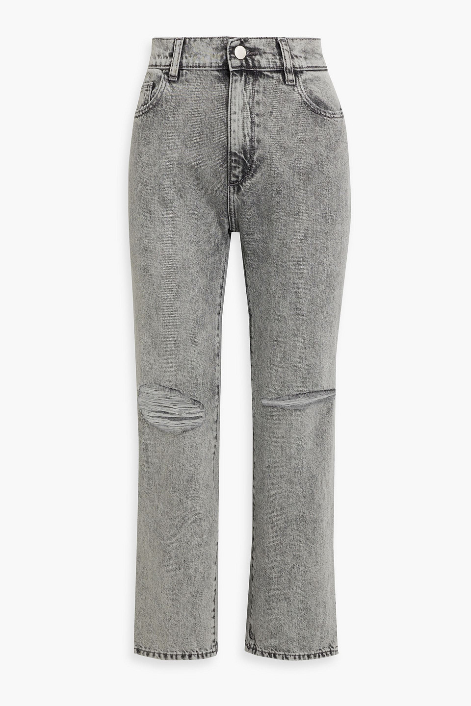 Shop Dl1961 Patti Distressed Acid-wash High-rise Straight-leg Jeans In Gray