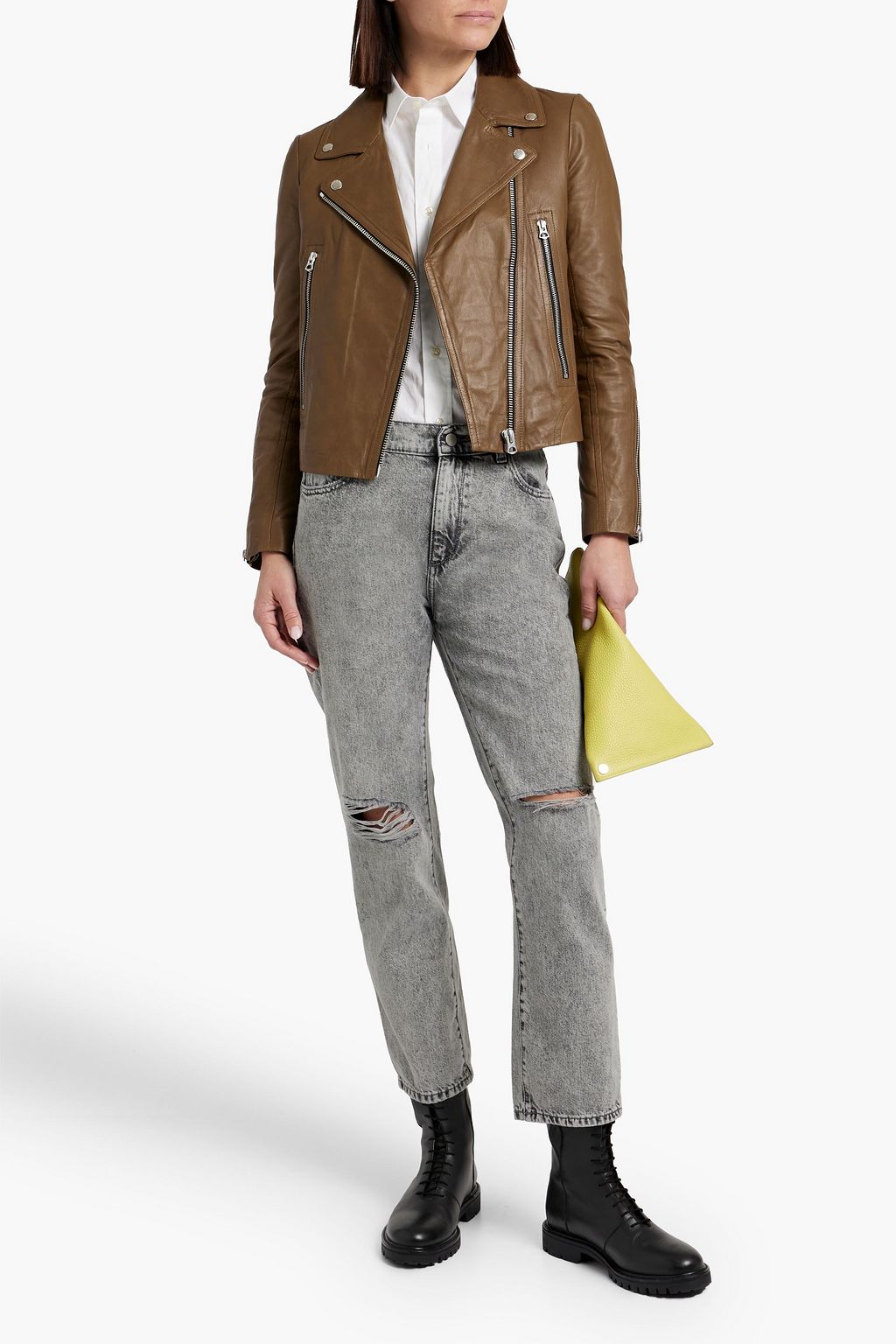DL1961 Patti distressed acid-wash high-rise straight-leg jeans