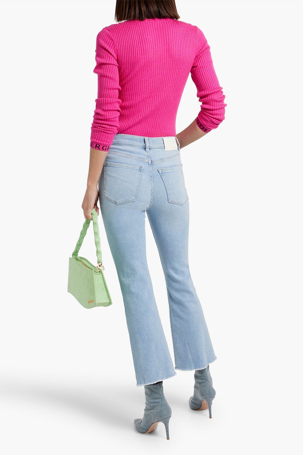 DL1961 Bridget frayed high-rise bootcut jeans